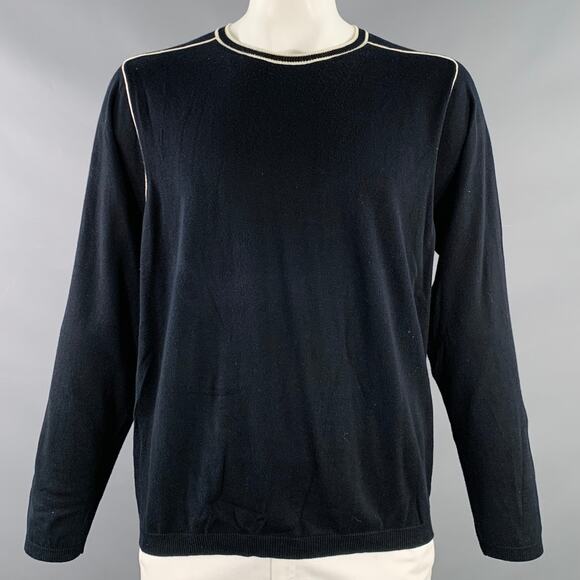 POLO GOLF Size XL Black White Contrast Trim Cotton Cashmere Wool Pullover - Picture 1 of 5
